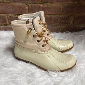 Sperry Women’s Saltwater Sparkle Rain Boot Water Resist Duck metallic Size 9.5